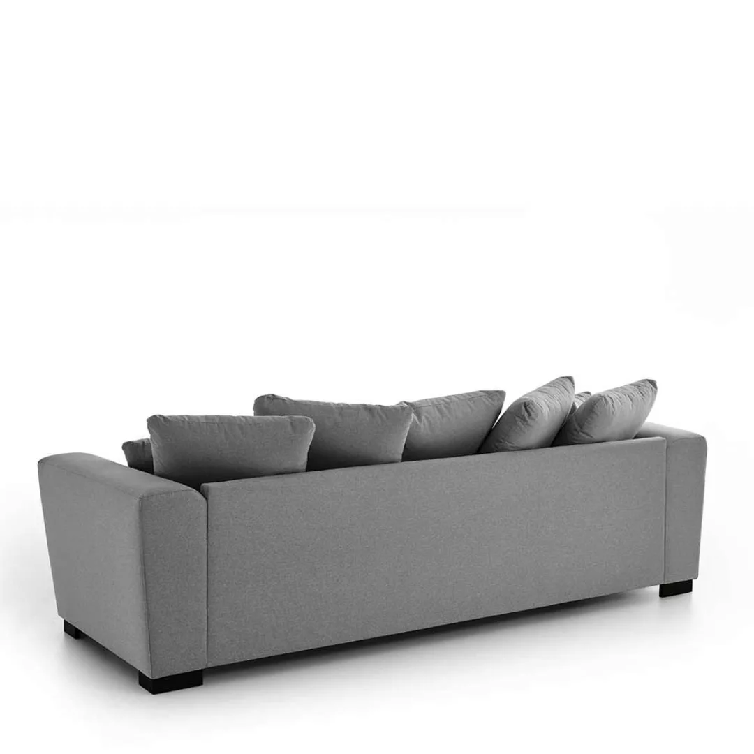 Sofa 3er Grau Stoff 45 cm Sitzhöhe Vierfußgestell aus Holz günstig online kaufen