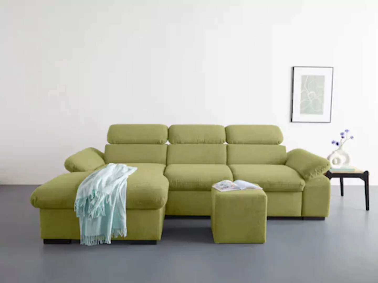 COTTA Ecksofa »Lola L-Form«, (Set, mit Hocker), mit Hocker & Kopfteilfunkti günstig online kaufen