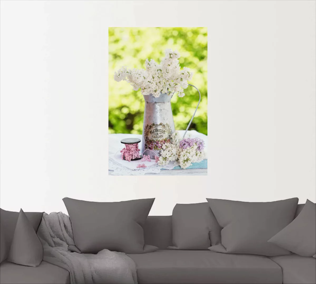 Artland Wandbild "Flieder und Shabby Chic Stillleben", Blumen, (1 St.), als günstig online kaufen