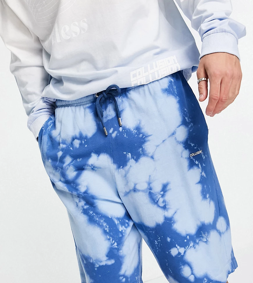 COLLUSION – Oversize-Shorts mit blauem Batikmuster, Kombiteil günstig online kaufen