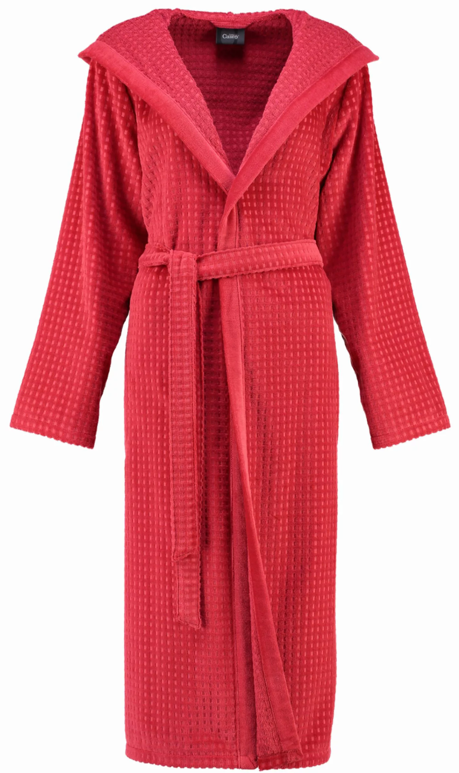 Cawö Damenbademantel, Langform, Baumwolle, Kapuze, Gürtel, günstig online kaufen
