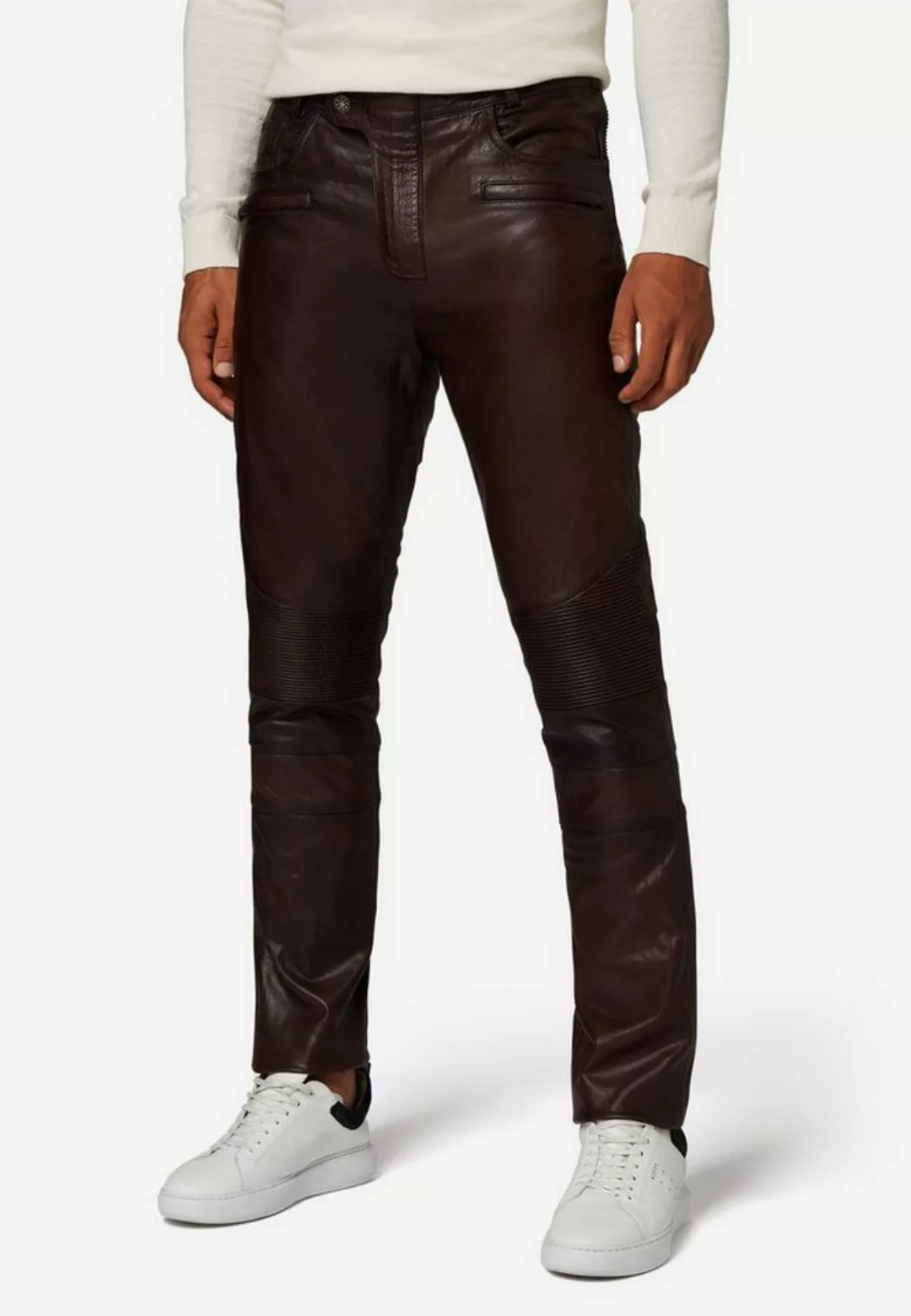 RICANO Lederhose Franklin Hochwertiges Lamm-Nappa Leder, Bikerapplikation günstig online kaufen