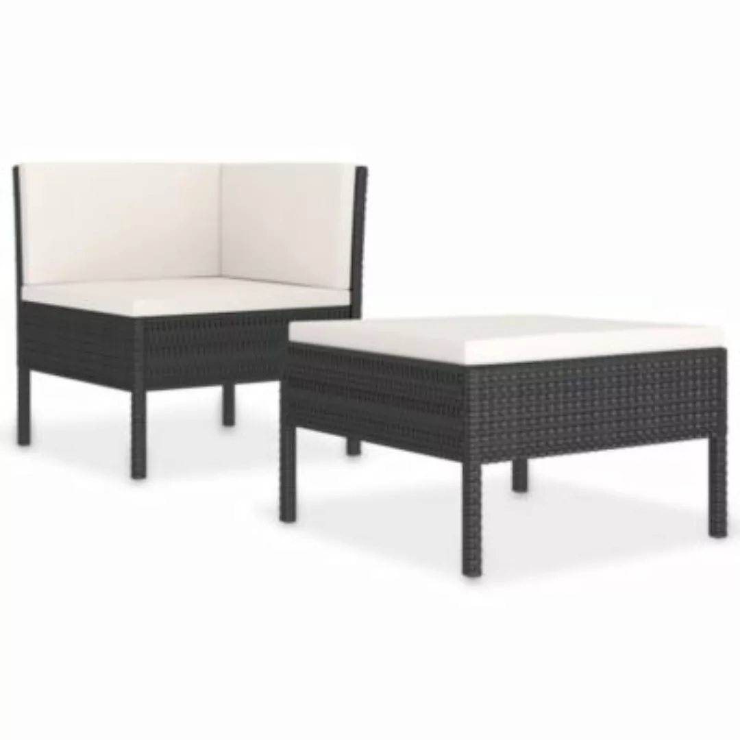 2-tlg. Garten-lounge-set Mit Auflagen Poly Rattan Schwarz günstig online kaufen