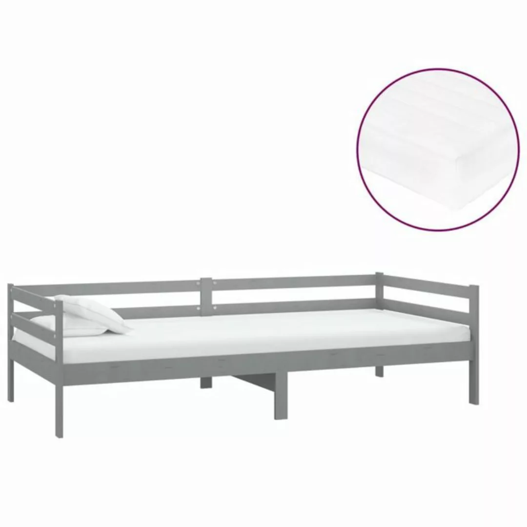 vidaXL Bett Tagesbett mit Matratze 90x200 cm Grau Kiefer Massivholz günstig online kaufen