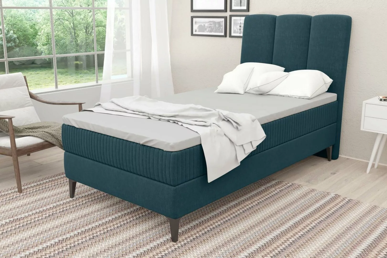 Stylefy Boxspringbett Gustavo (Schlafzimmerbett, Bett), 90 x 200 cm, mit To günstig online kaufen