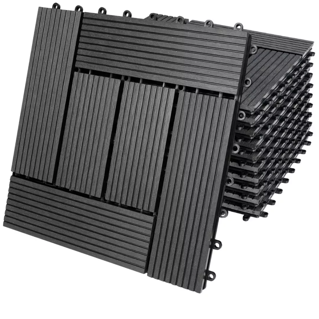 Casaria Holzfliesen 1x Mosaik Anthrazit, Terrassenfliesen günstig online kaufen