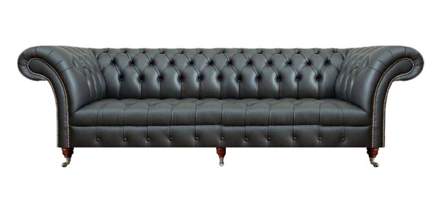 JVmoebel Chesterfield-Sofa Schwarz Sofa Dreisitze Couch Polster Leder Luxus günstig online kaufen