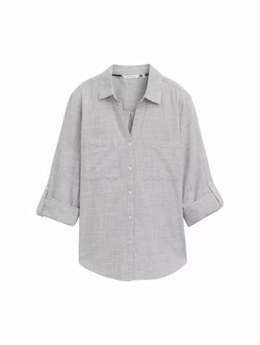 TOM TAILOR Blusentop blouse with slub structure, Explicit Grey günstig online kaufen