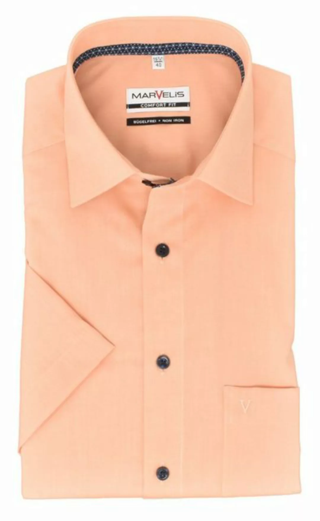MARVELIS Kurzarmhemd Kurzarmhemd - Comfort Fit - Einfarbig - Koralle günstig online kaufen