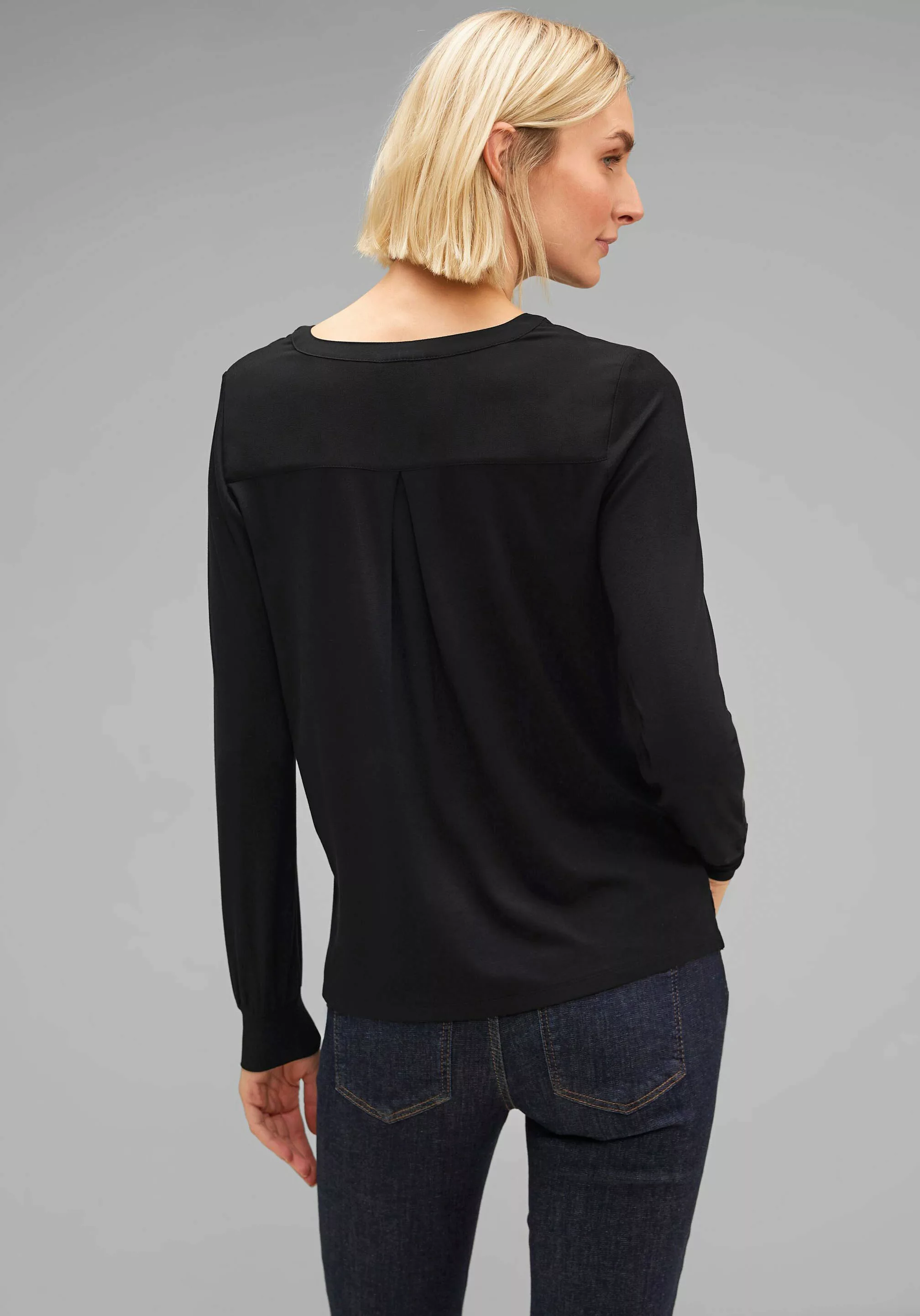 STREET ONE T-Shirt LTD QR chiffon mat-mix shirt, Black günstig online kaufen