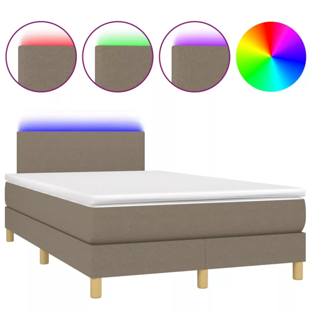 Vidaxl Boxspringbett Mit Matratze & Led Taupe 120x200 Cm Stoff günstig online kaufen