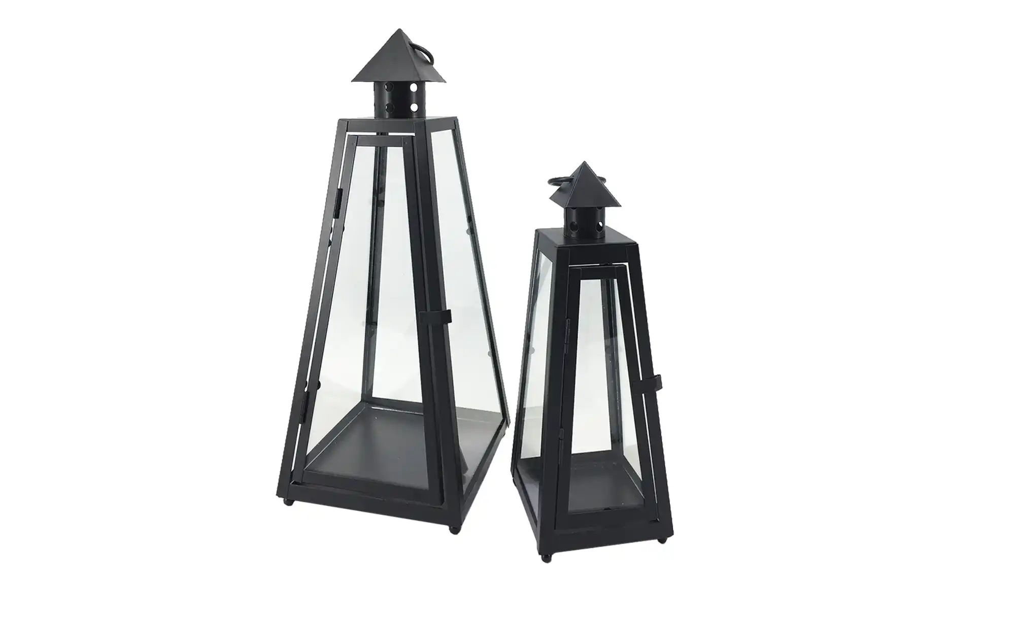 Laternen-Set  2-teilig   ¦ schwarz ¦ Metall,Glas Accessoires > Kerzen & Ker günstig online kaufen