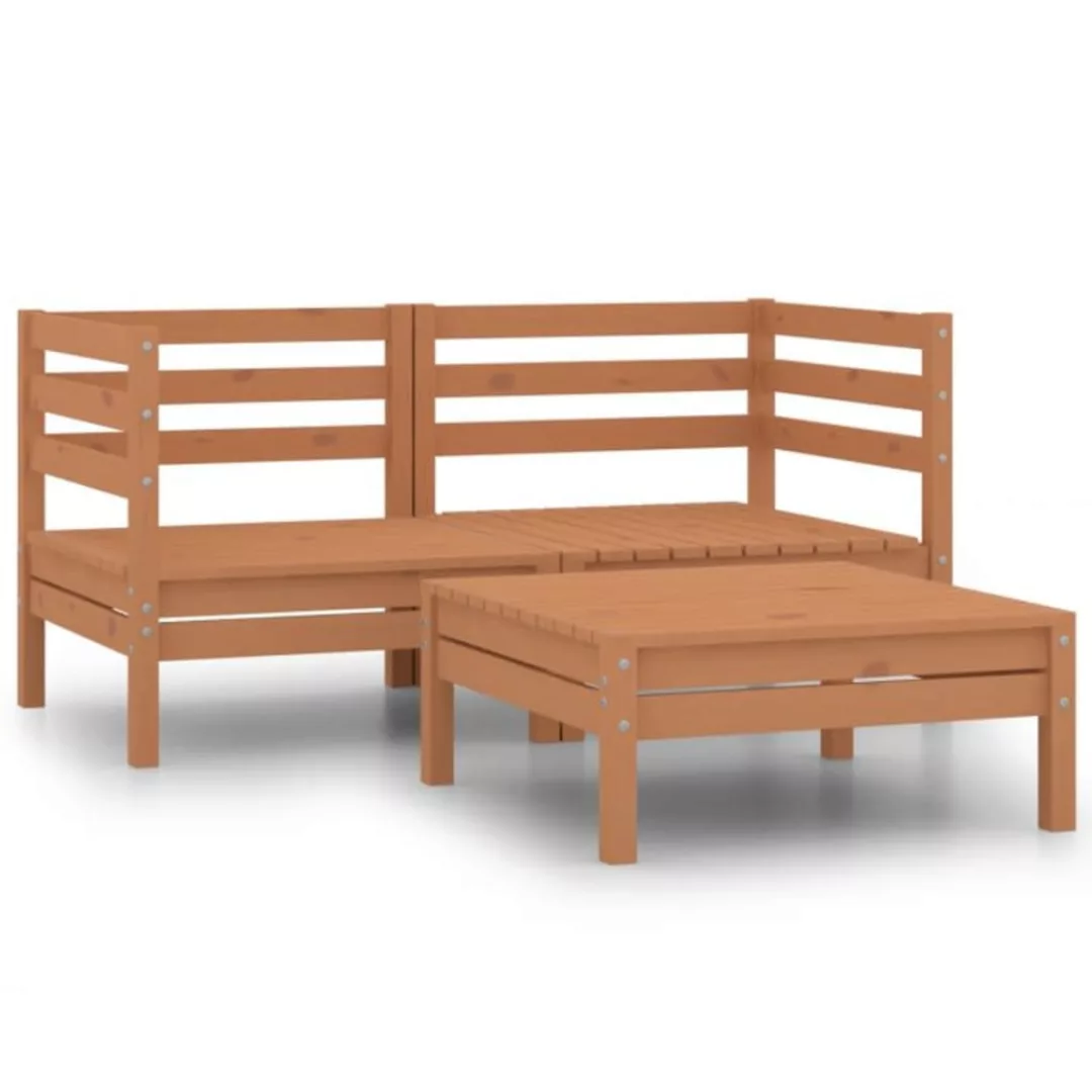 3-tlg. Garten-lounge-set Massivholz Kiefer Honigbraun günstig online kaufen