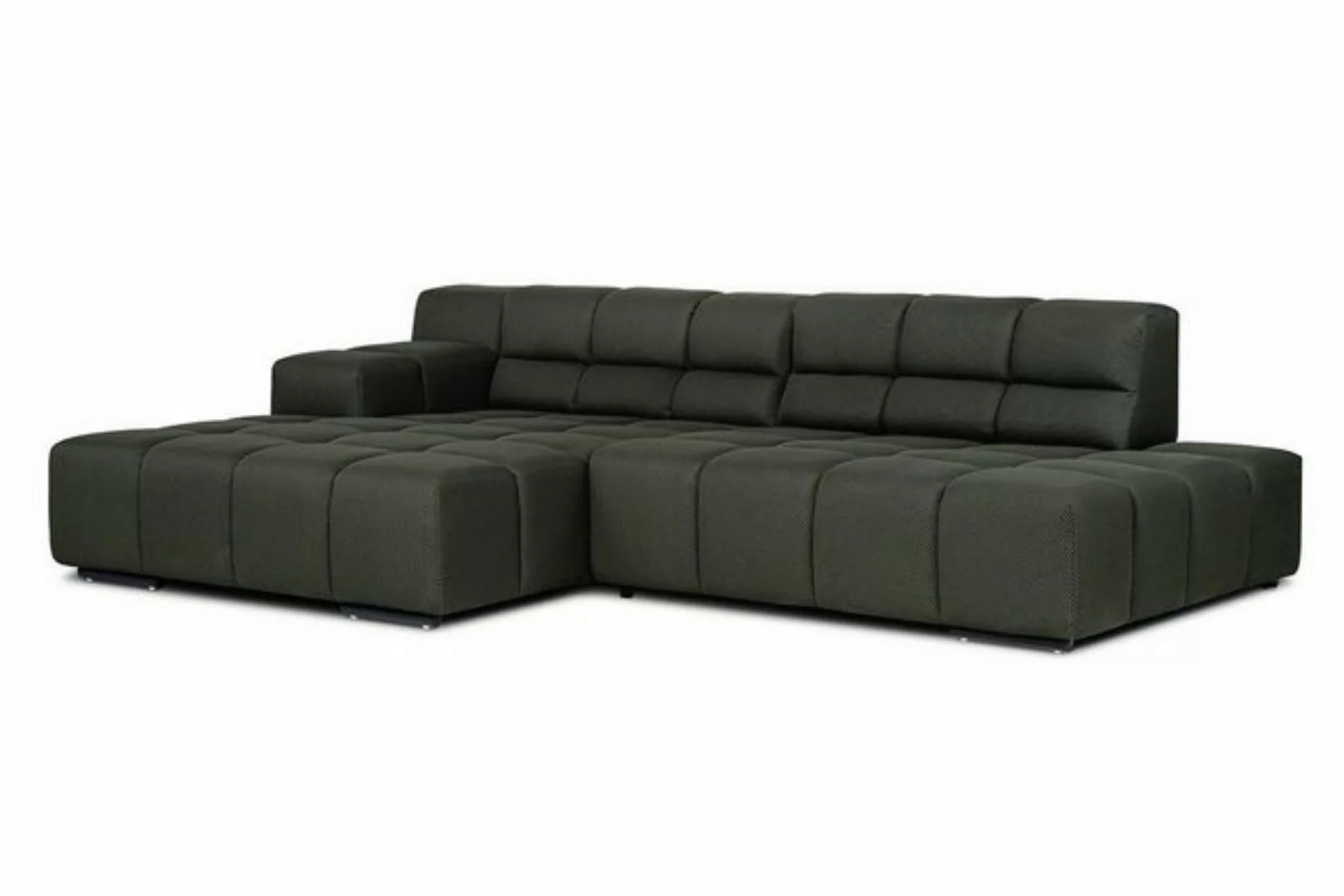 daslagerhaus living Big-Sofa Ecksofa Cube Stoff dunkelgrün günstig online kaufen