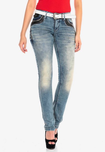 Cipo & Baxx Slim-fit-Jeans mit rockigem Nieten-Besatz günstig online kaufen