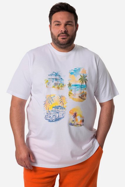 Men Plus T-Shirt Men+ T-Shirt Halbarm großer Print Rundhals günstig online kaufen