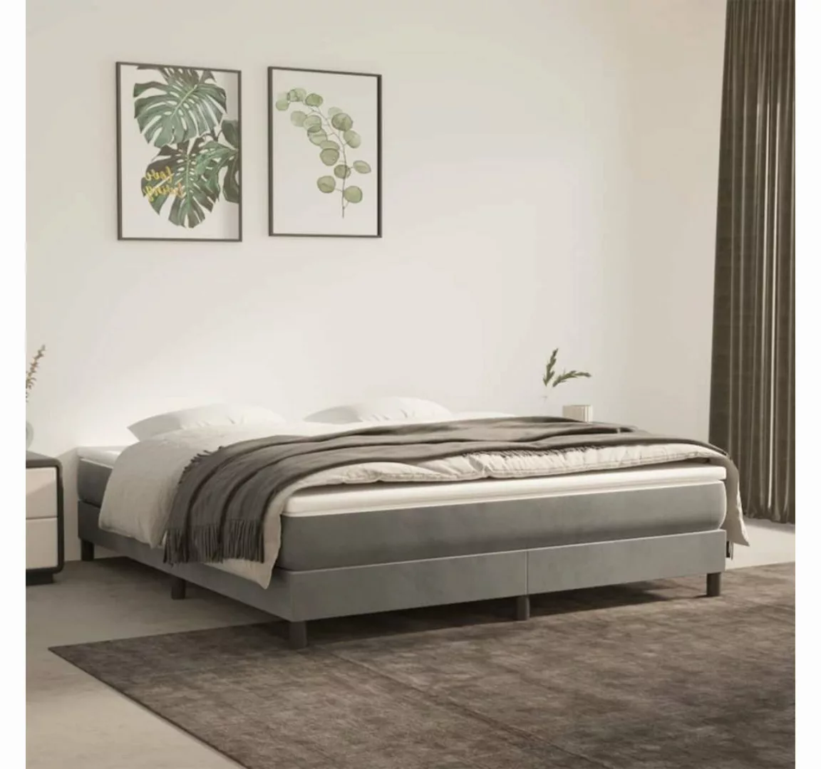 furnicato Bett Boxspringbett mit Matratze Hellgrau 160x200 cm Samt günstig online kaufen