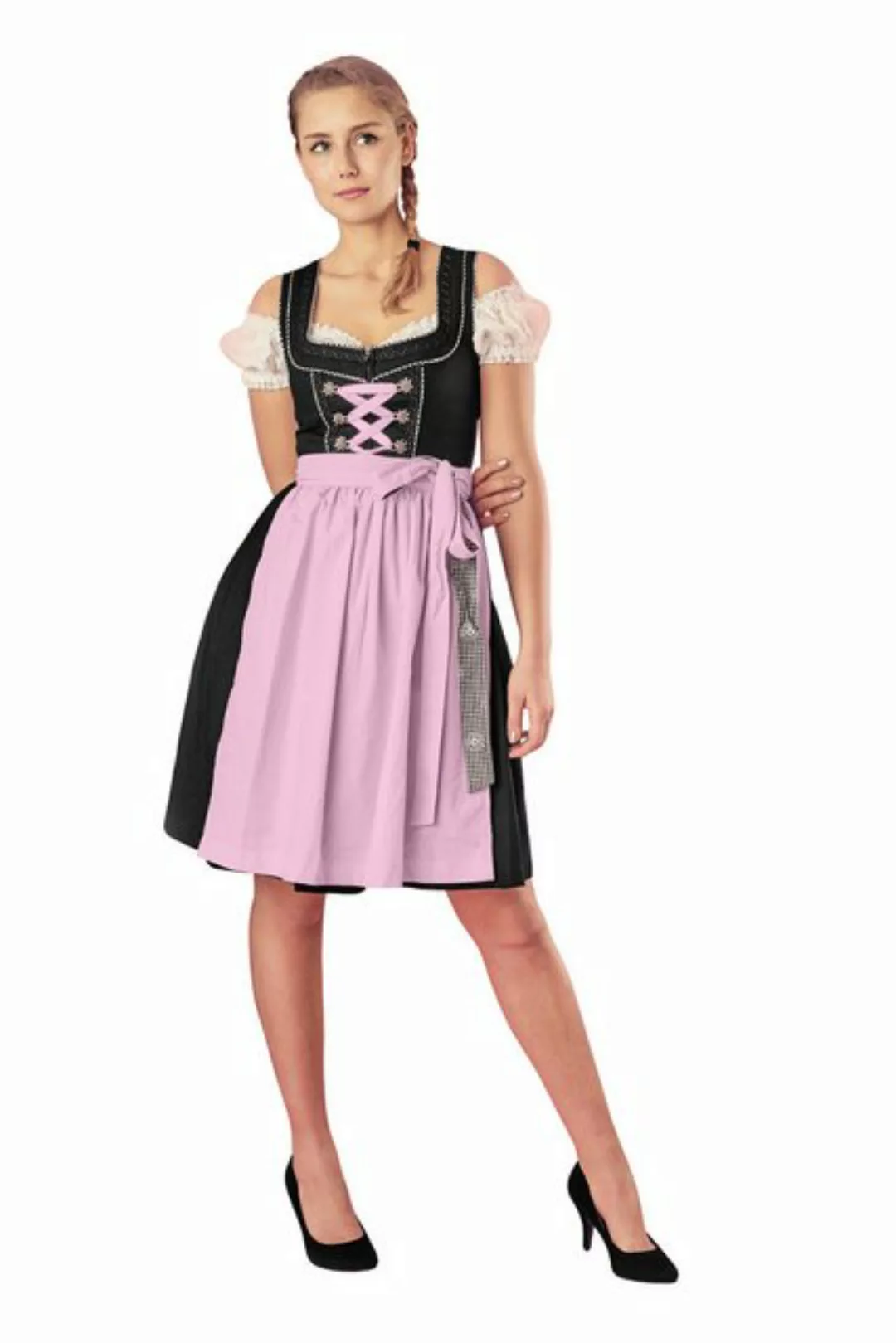 Ramona Lippert Dirndl Pia Damen 3-teiliges Trachtenkleid schwarz rosa Rockl günstig online kaufen