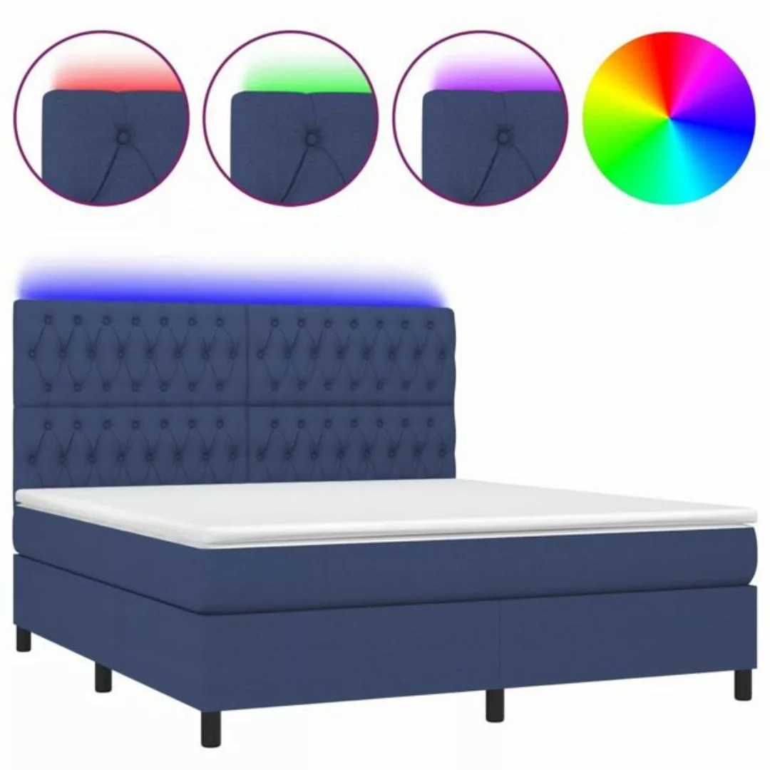 vidaXL Boxspringbett Boxspringbett mit Matratze LED Blau 160x200 cm Stoff B günstig online kaufen