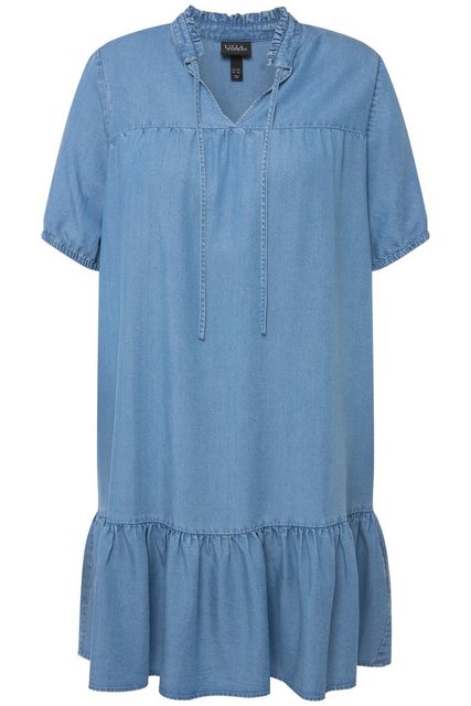 Ulla Popken Sommerkleid Midikleid Jeansoptik A-Linie Stehkragen Halbarm günstig online kaufen