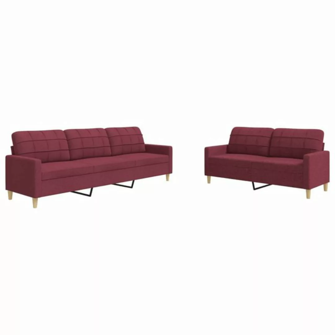 vidaXL Sofa 2-tlg. Sofagarnitur Weinrot Stoff günstig online kaufen