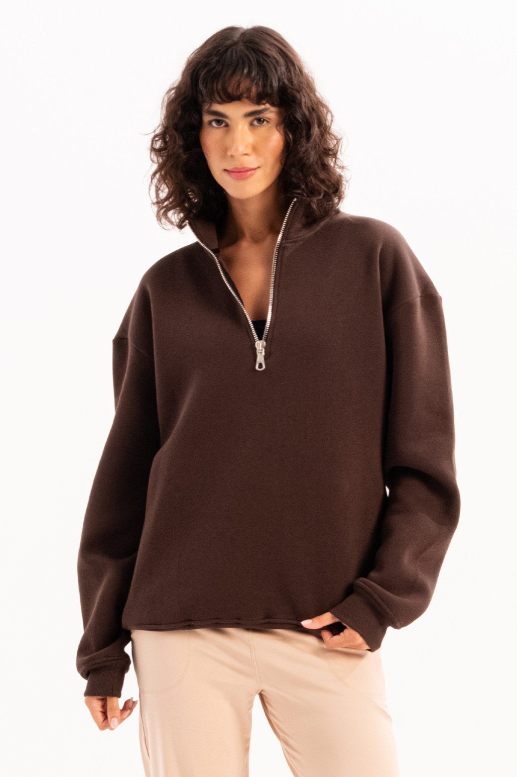 JUSTEVER Sweatshirt Oversize-Fit-Damen-Sweatshirt mit Stehkragen und günstig online kaufen