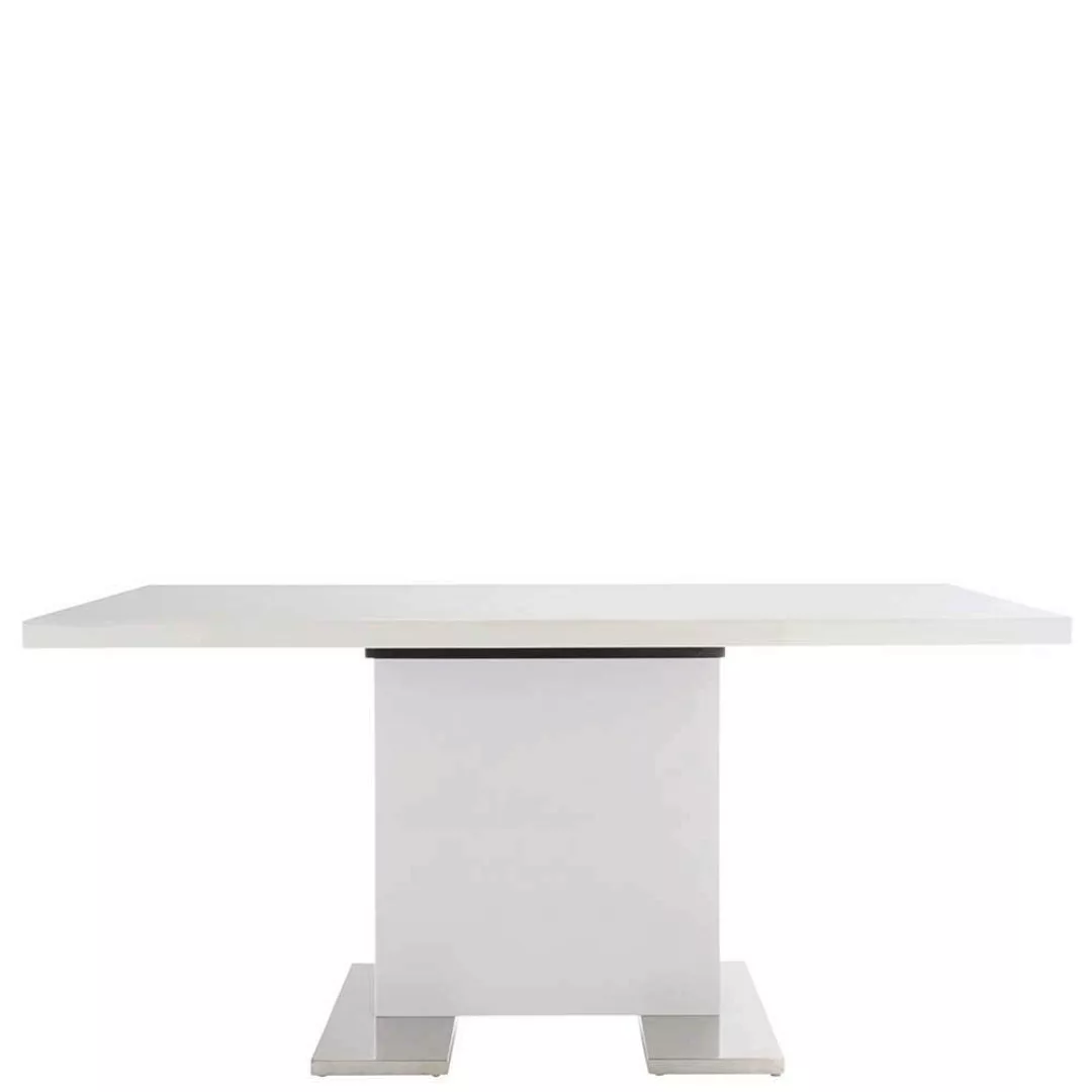 Esszimmer Tisch in Hochglanz Weiß Säulengestell günstig online kaufen