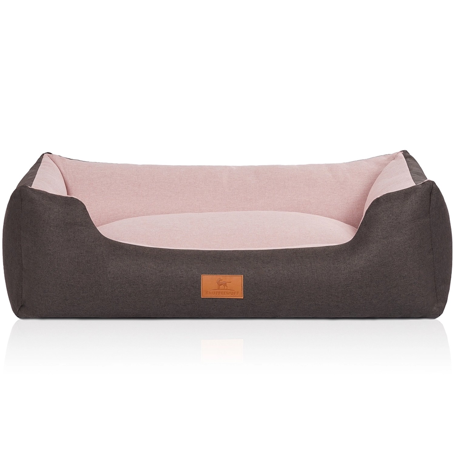 Knuffelwuff Hundebett Luke Velours M-L 85 x 63cm Schwarz-Rosa günstig online kaufen