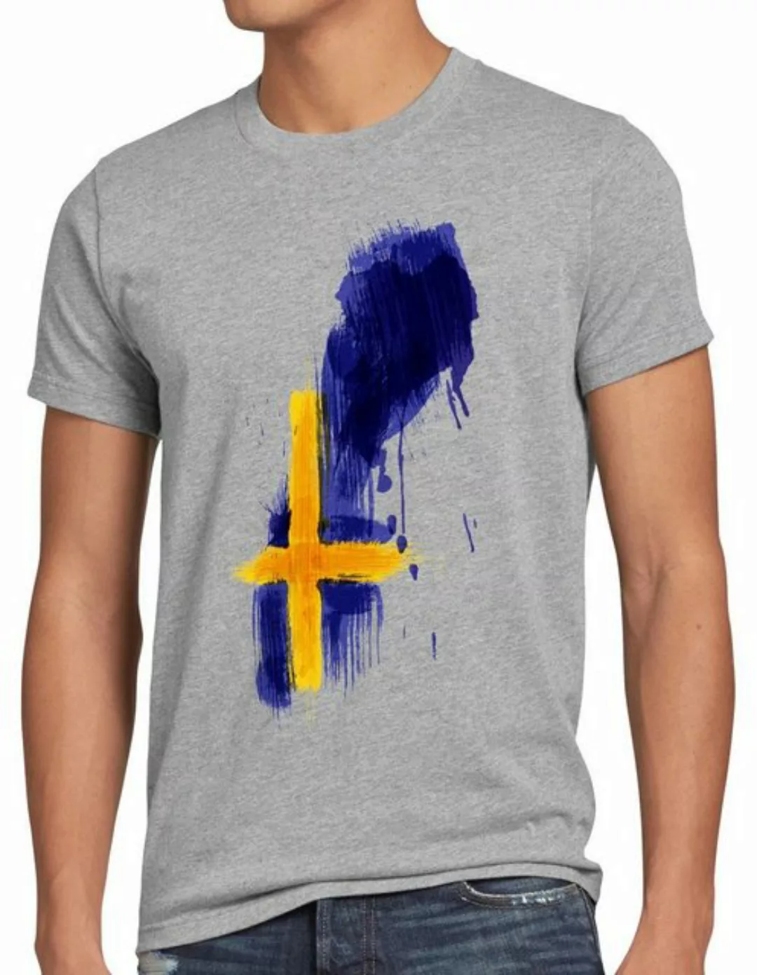 style3 Print-Shirt Herren T-Shirt Flagge Schweden Fußball Sport Sweden WM E günstig online kaufen