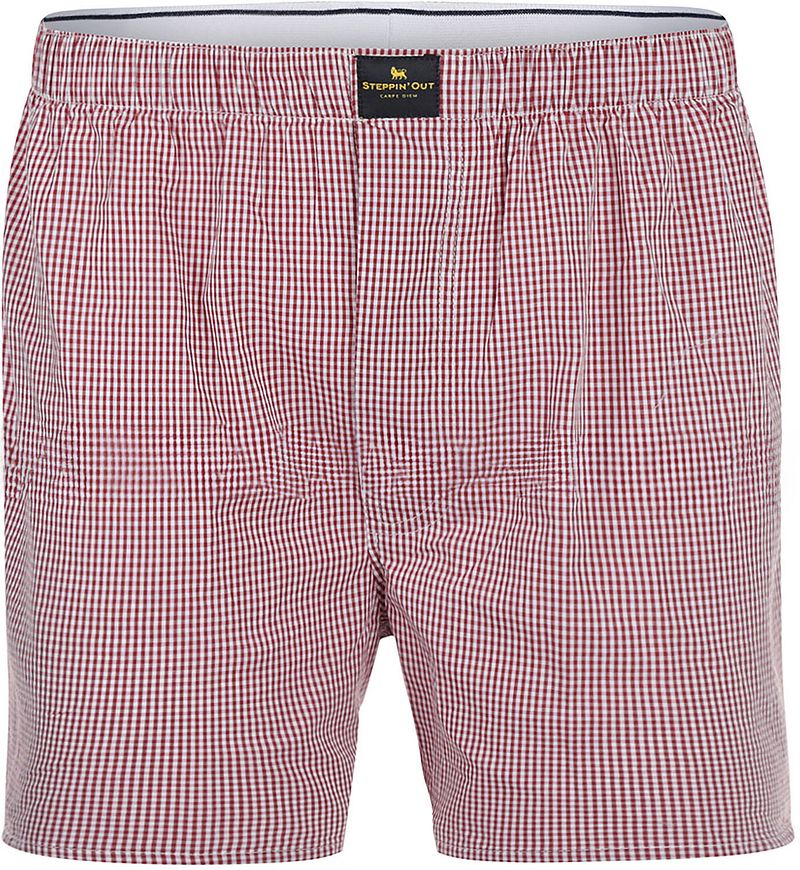 Steppin' Out Boxershort Poplin Karos Rot - Größe S günstig online kaufen