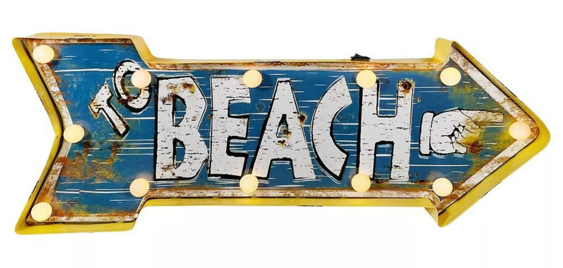 Wandleuchte TO BEACH Pfeil Strand LED Beleuchtung Leuchtdeko Vintage 60 x 2 günstig online kaufen