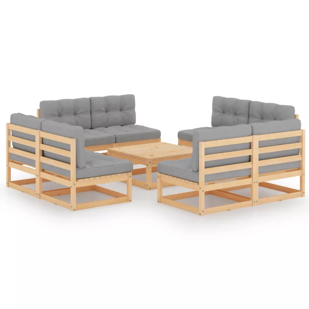 9-tlg. Garten-lounge-set Mit Kissen Kiefer Massivholz günstig online kaufen