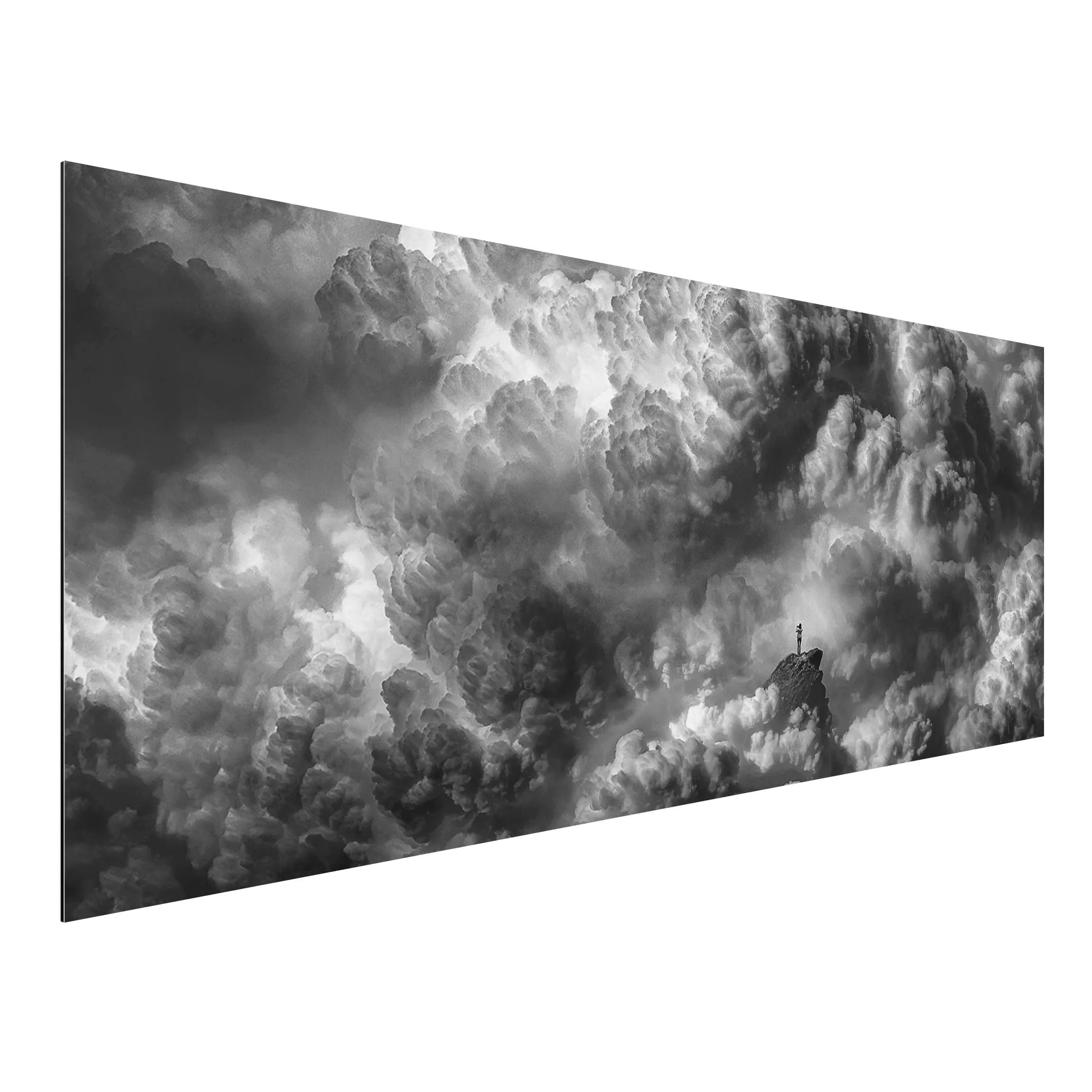 Alu-Dibond Bild Schwarz-Weiß - Panorama Ein Sturm zieht auf günstig online kaufen