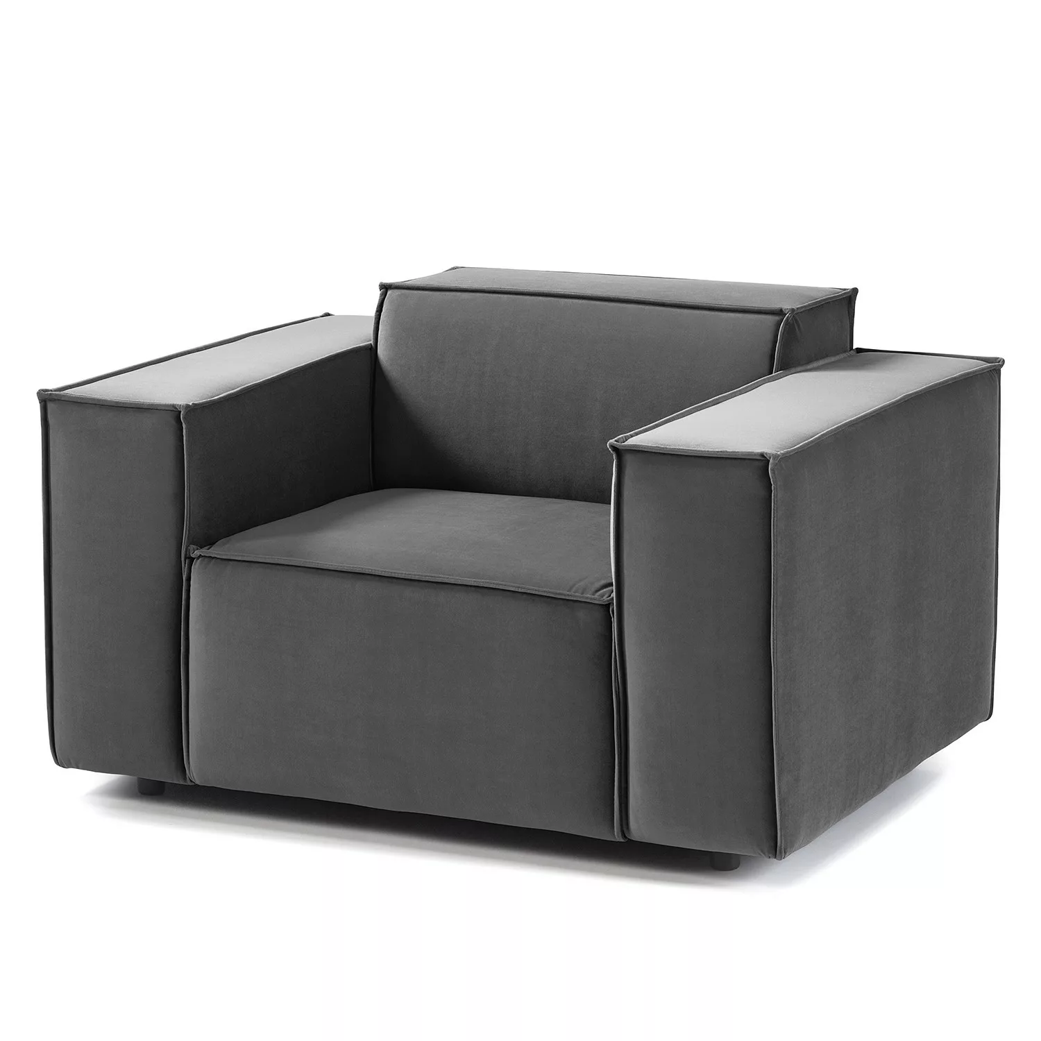 home24 Sessel Kinx II Grau Samt 120x71x96 cm (BxHxT) günstig online kaufen