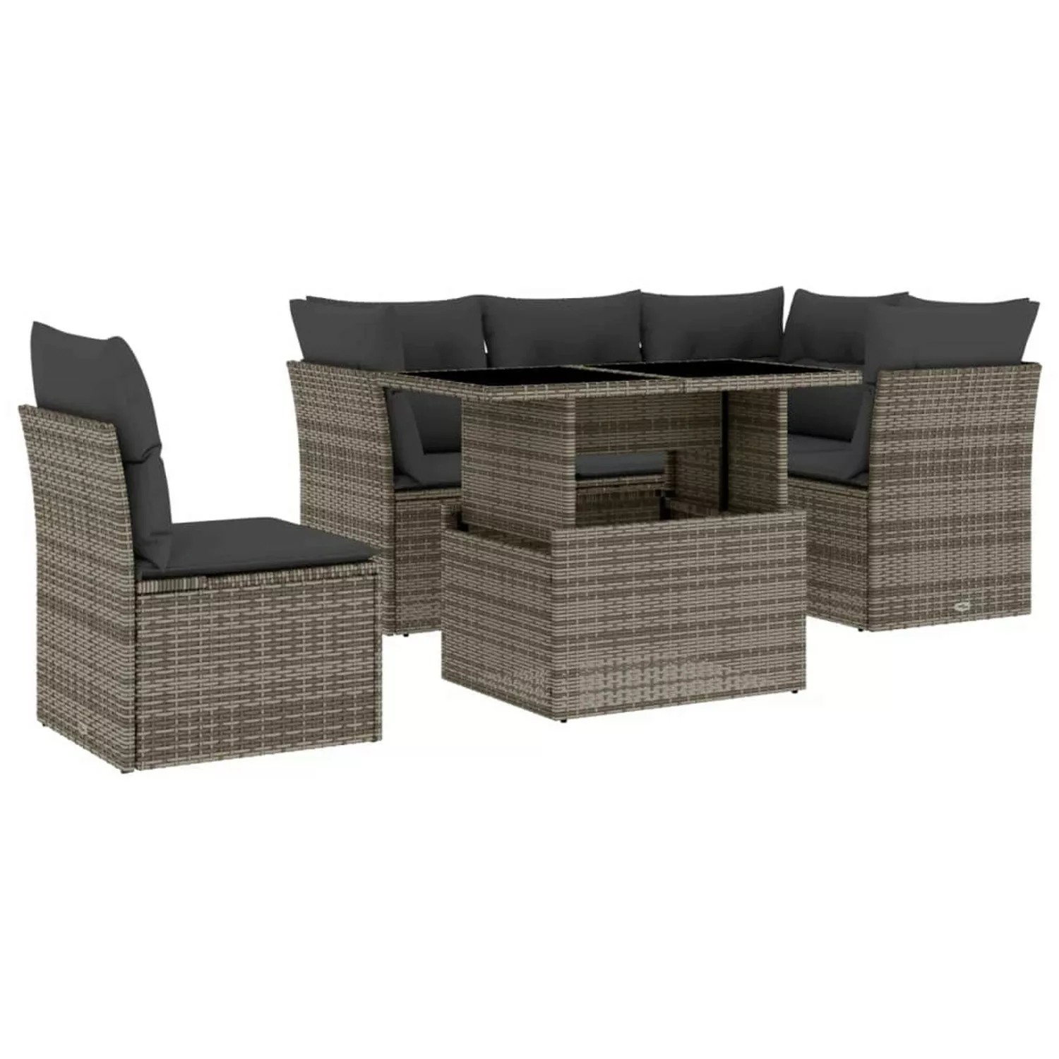 vidaXL 6-tlg Garten-Sofagarnitur mit Kissen Grau Poly Rattan Modell 165 günstig online kaufen