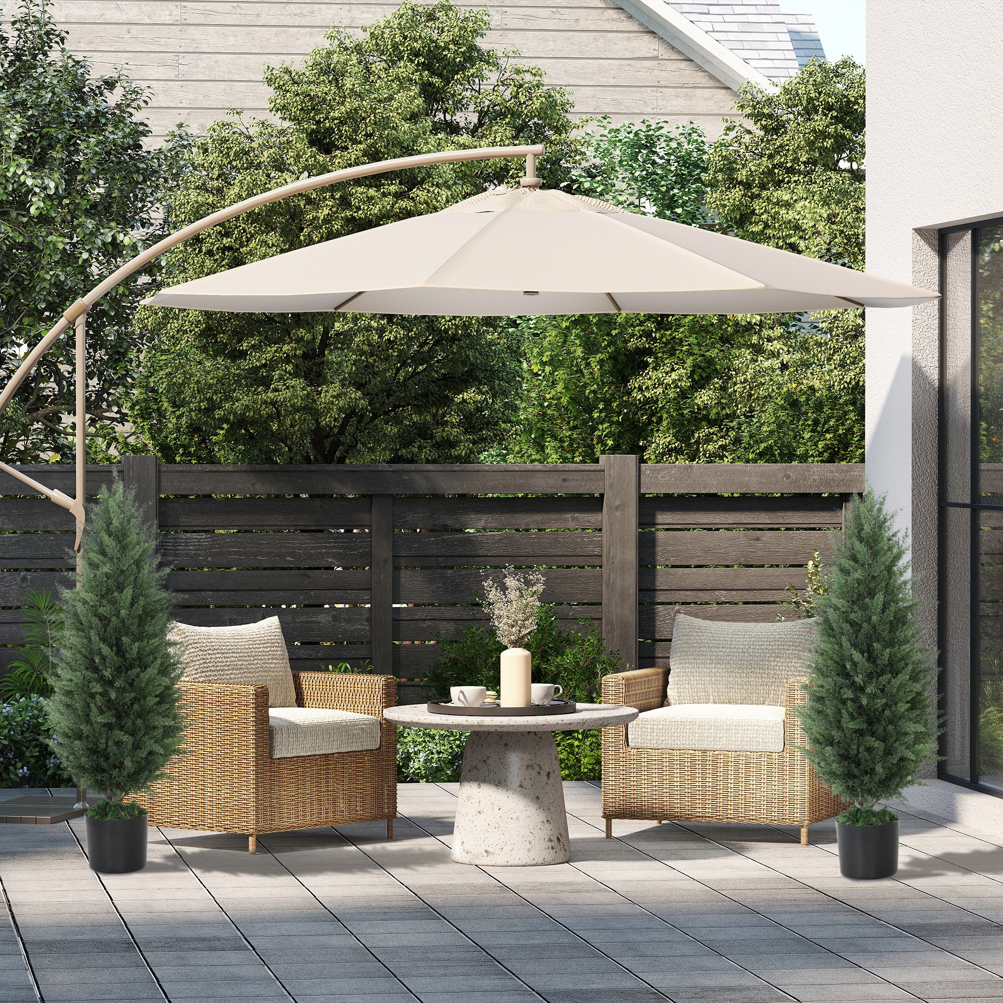HOMCOM Künstliche Zypresse 2er-Set groß 90 cm Kunstpflanze, künstliche Pfla günstig online kaufen