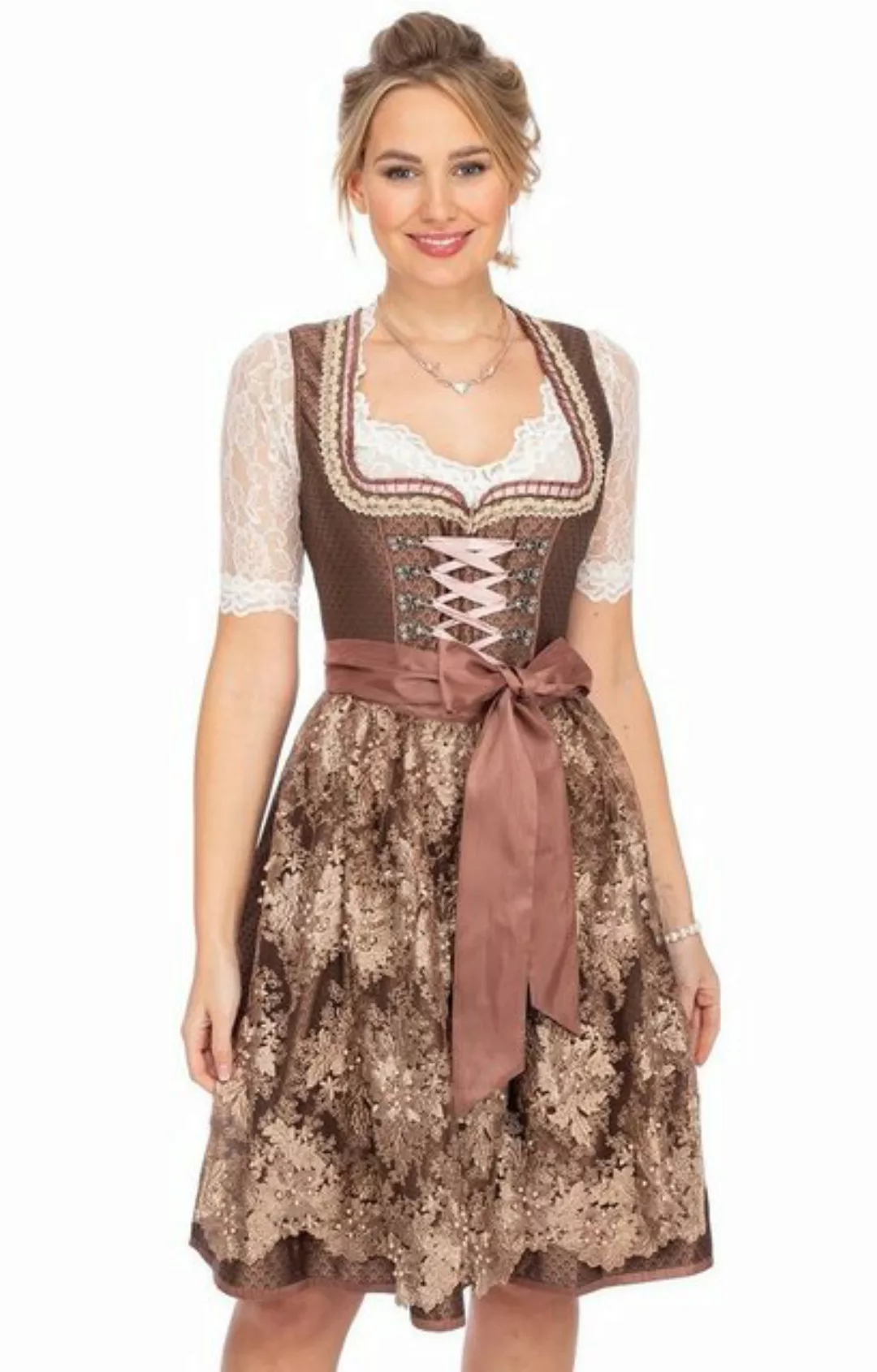 KRÜGER MADL & BUAM Dirndl Midi Dirndl 2tlg. 60cm MELENA braun günstig online kaufen