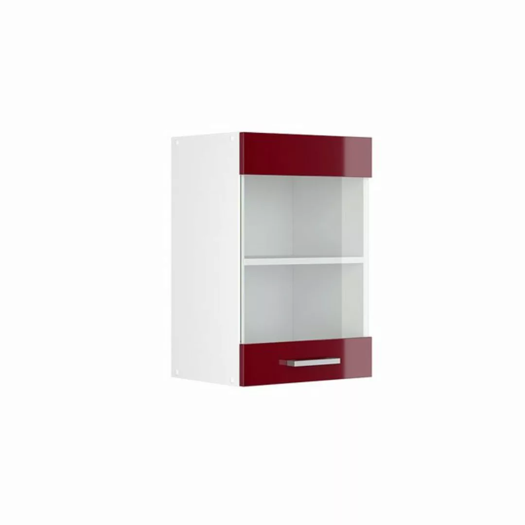 Vicco Schranksystem R-Line, Bordeaux Hochglanz/Weiß, 40 cm mit Glastür günstig online kaufen