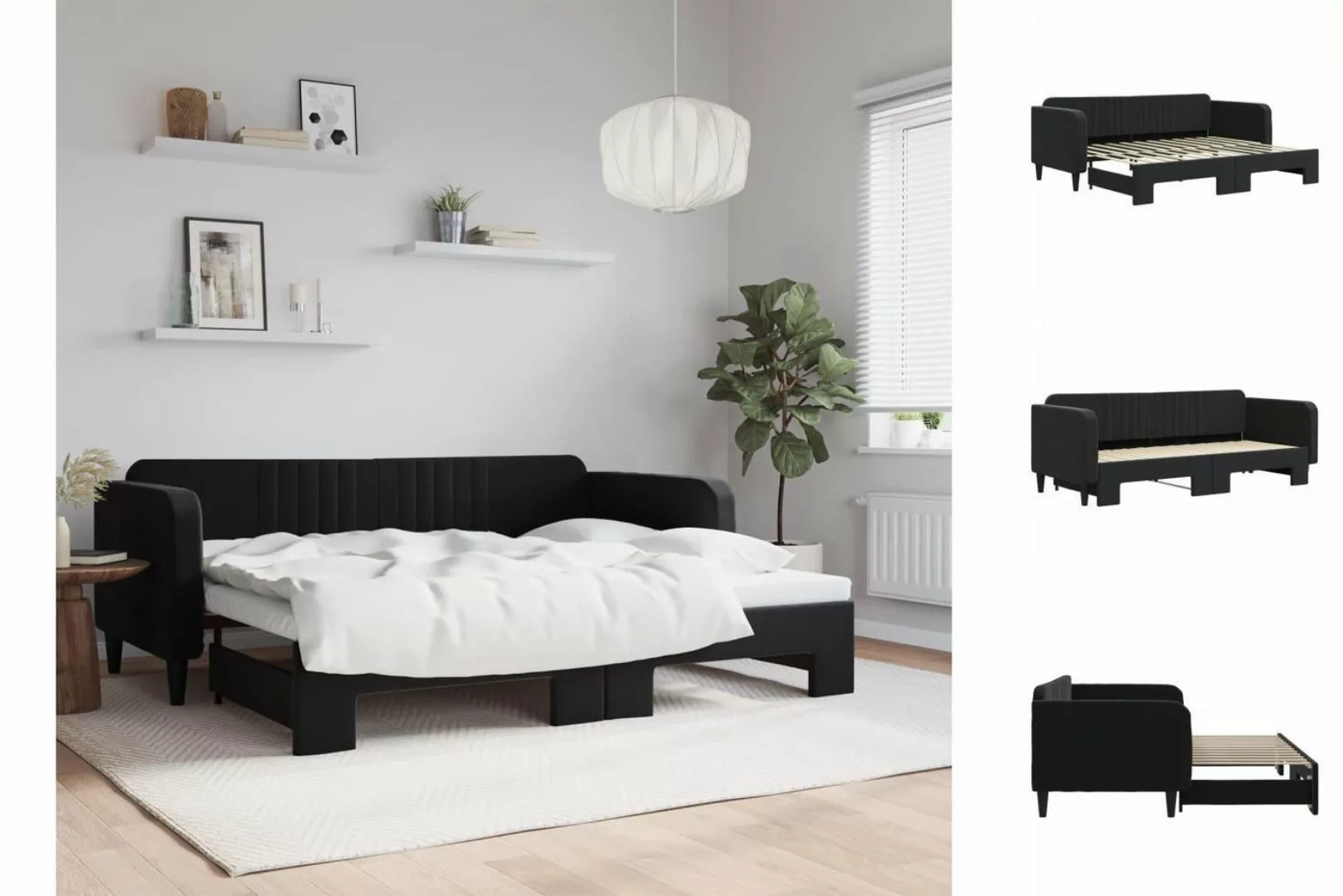 vidaXL Gästebett Gästebett Tagesbett Ausziehbar Schwarz 90x200 cm Samt Bett günstig online kaufen