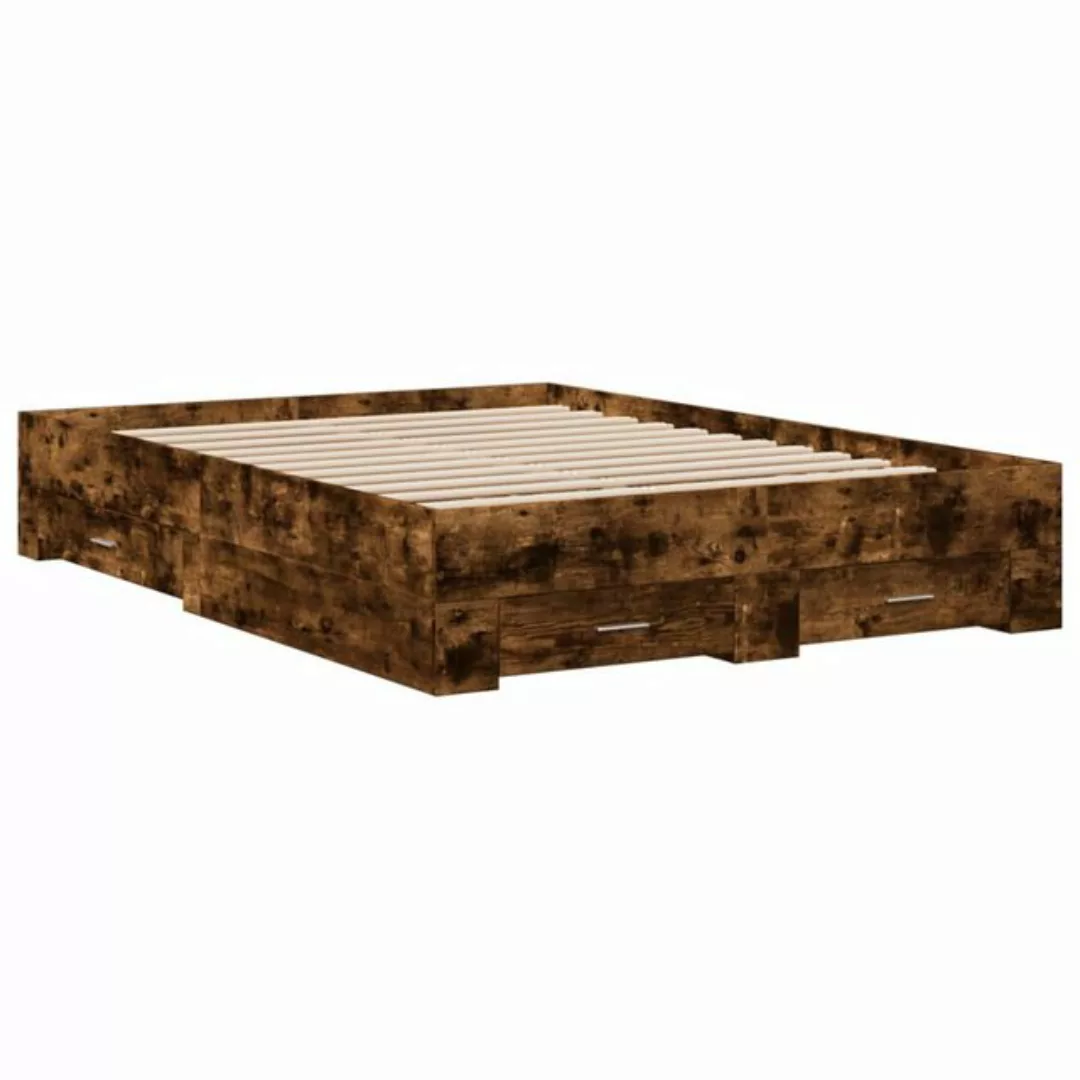 vidaXL Bett Bettgestell mit Schubladen Räuchereiche 140x190cm Holzwerkstoff günstig online kaufen