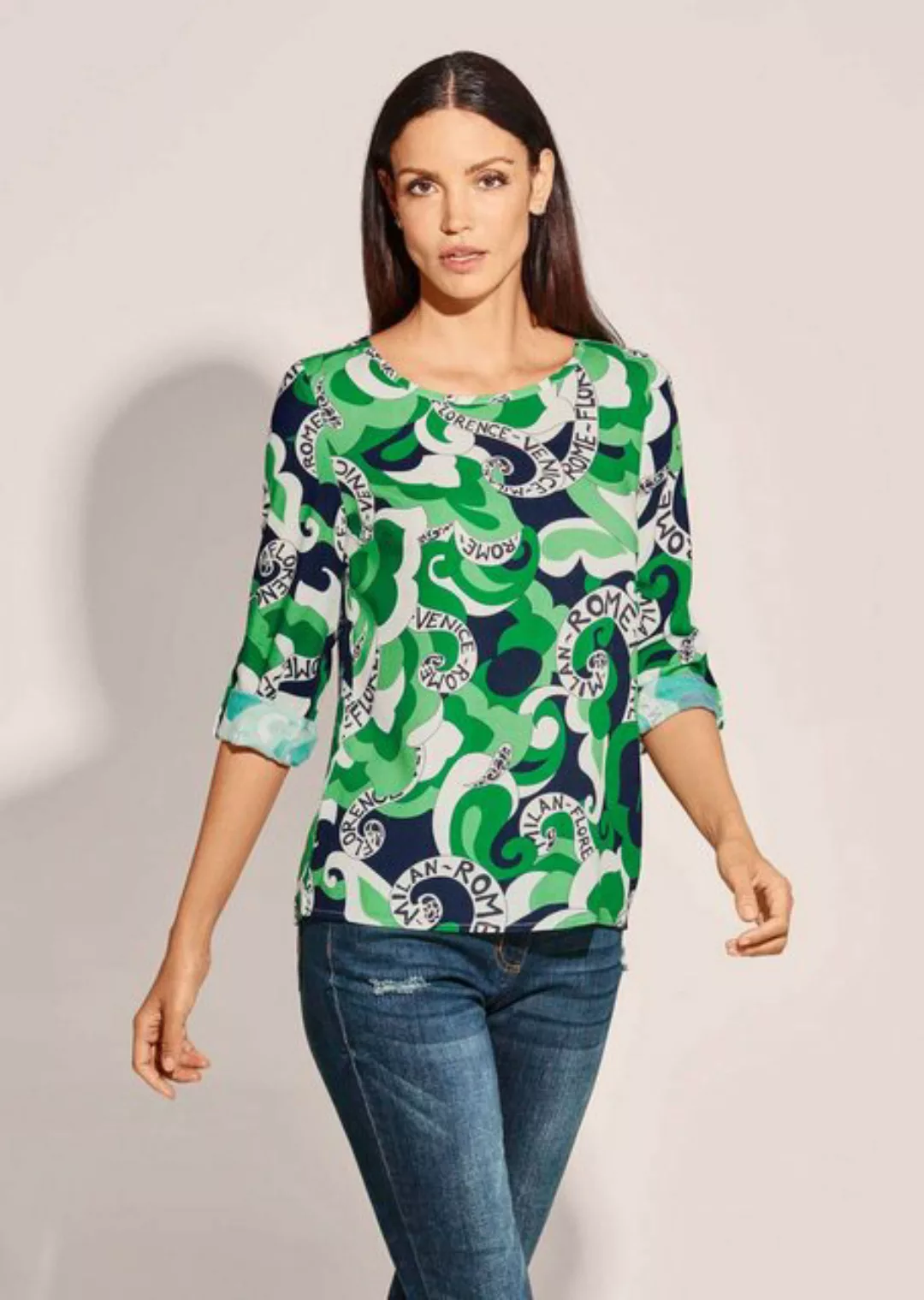 MADELEINE Langarmbluse Statement-Bluse mit Städteprint günstig online kaufen