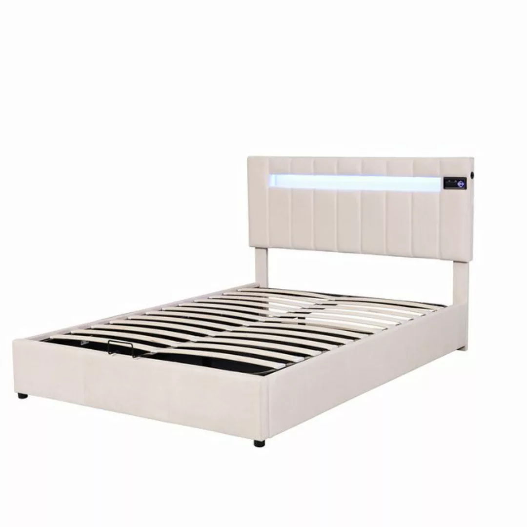 DOPWii Stauraumbett 140x200cm Doppelbett mit Lichtleiste,Bluetooth-Player,U günstig online kaufen