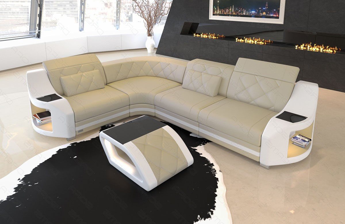 Sofa Dreams Ecksofa Sofa Genua Mini Leder L Form, Designersofa, Ledersofa m günstig online kaufen