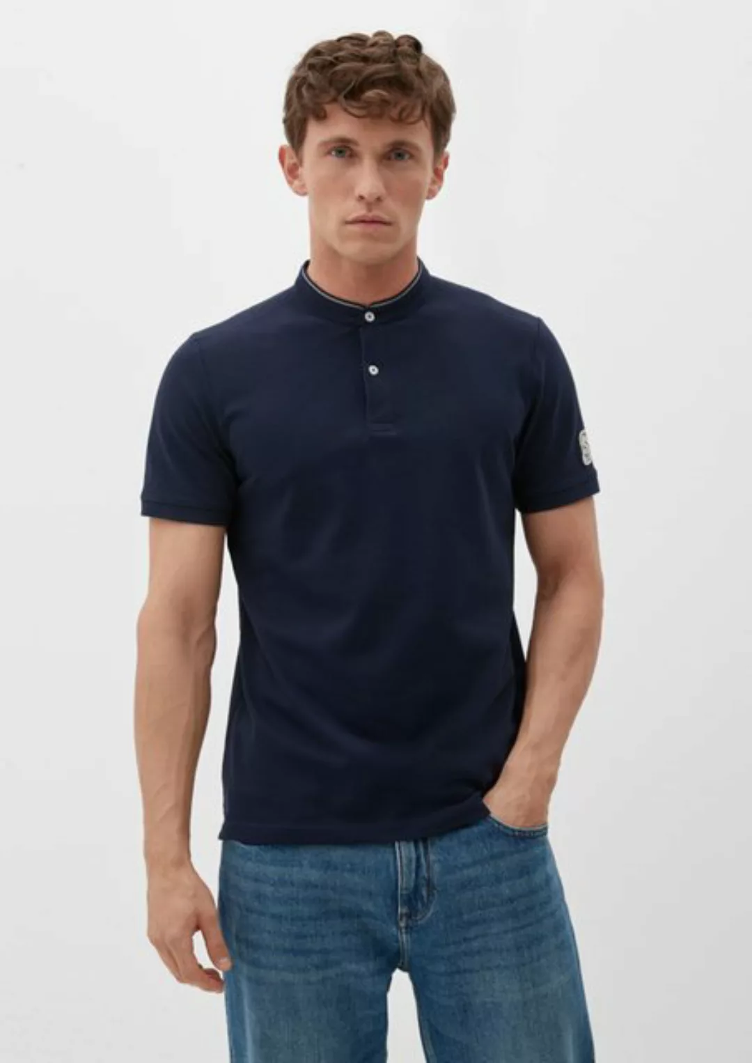 s.Oliver Kurzarmshirt Poloshirt mit Piqué-Struktur Logo günstig online kaufen