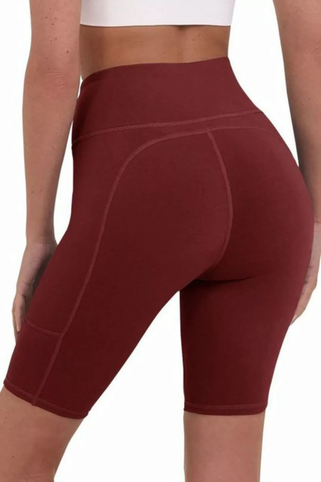 TCA 3/4-Hose Damen Yoga-Shorts mit hoher Taille und Handytasche - Cabernet günstig online kaufen