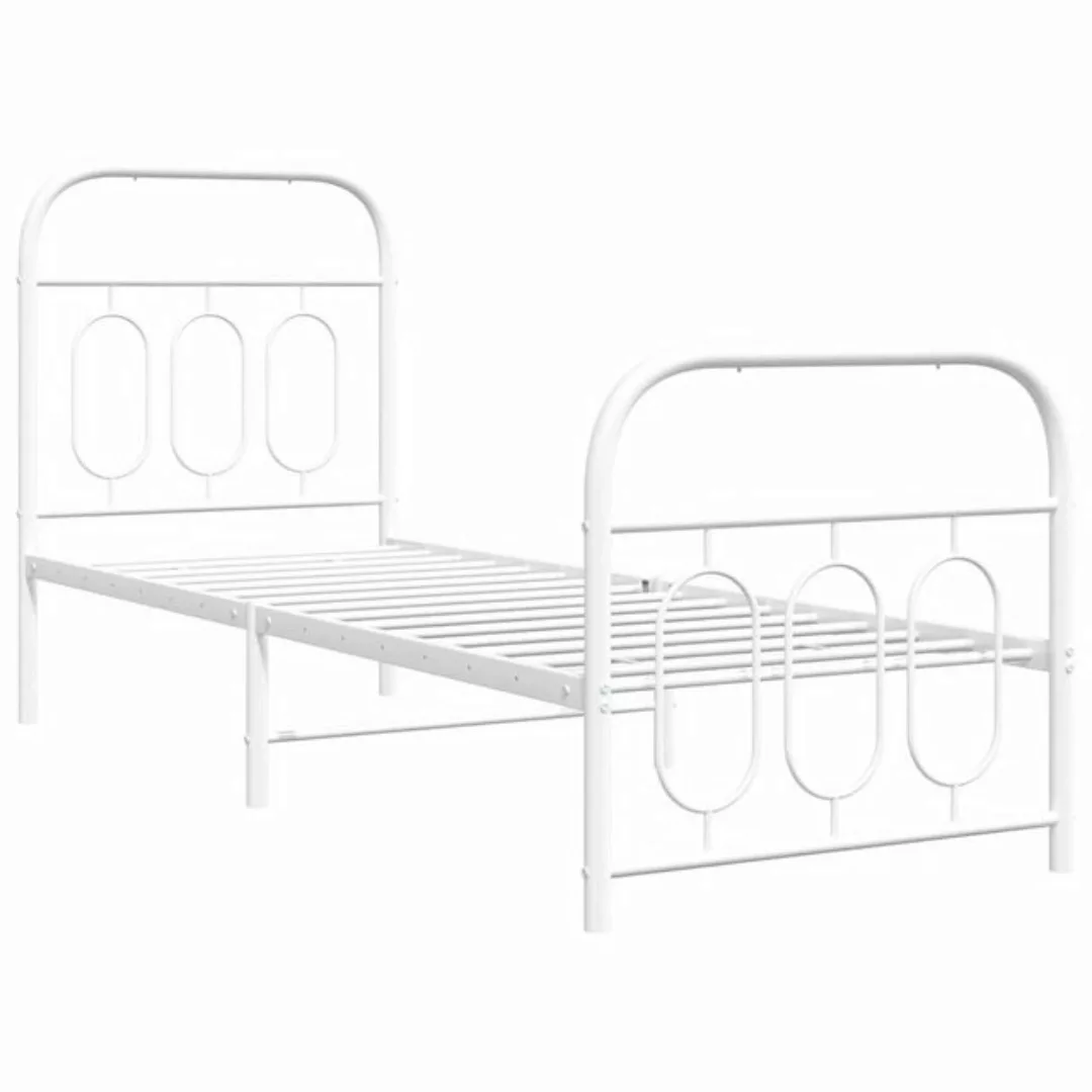 vidaXL Bett Bettgestell mit Kopf- und Fußteil Metall Weiß 75x190 cm günstig online kaufen