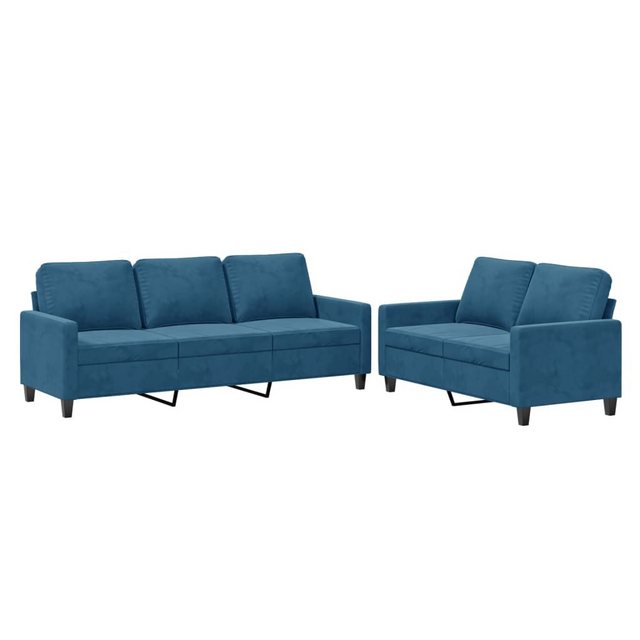 vidaXL Sofa Sofagarnitur Set mit Kissen Samt, 2-tlg., Blau günstig online kaufen