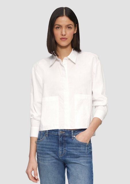 s.Oliver Langarmbluse Cropped Popeline-Bluse mit aufgesetzten Taschen günstig online kaufen