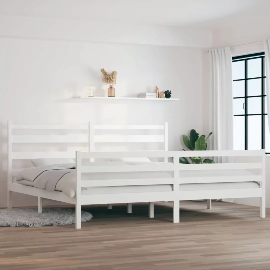 vidaXL Bettgestell Massivholzbett Kiefer 200x200 cm Weiß Bett Bettgestell D günstig online kaufen