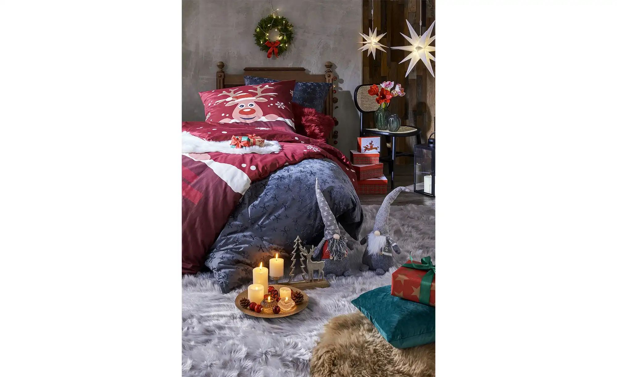 levelone Plüsch-Bettwäsche  Schneeflocken ¦ grau ¦ Maße (cm): B: 135 Bettwa günstig online kaufen
